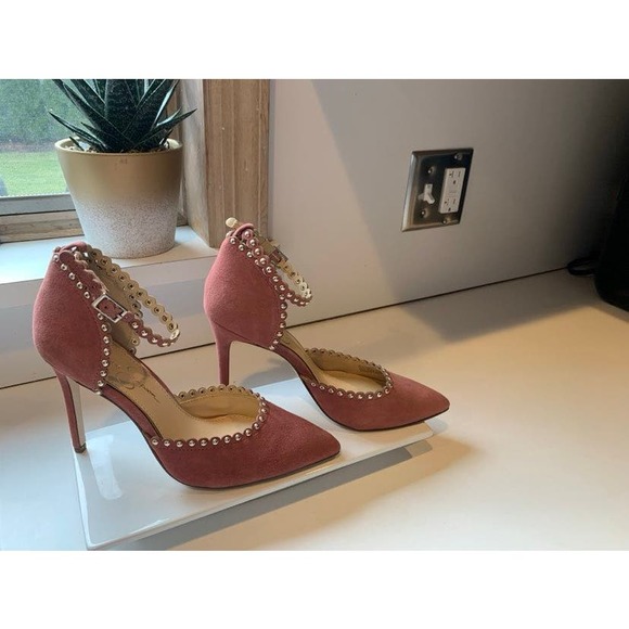 Jessica Simpson Mauve Beaded Heels - Picture 1 of 6
